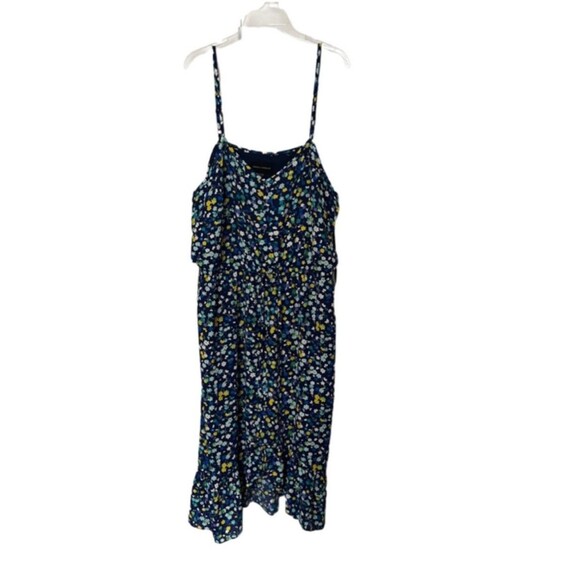Donna Morgan Blue And Yellow Small Floral V Neck Midi Dress NWOT Sz 18W - Picture 7 of 7